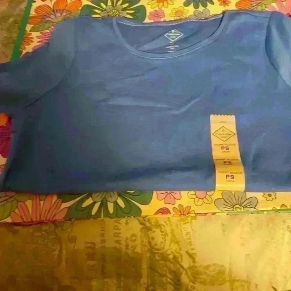 Ladies St John’s Bay blue short sleeve top P.S. - Picture 2 of 5